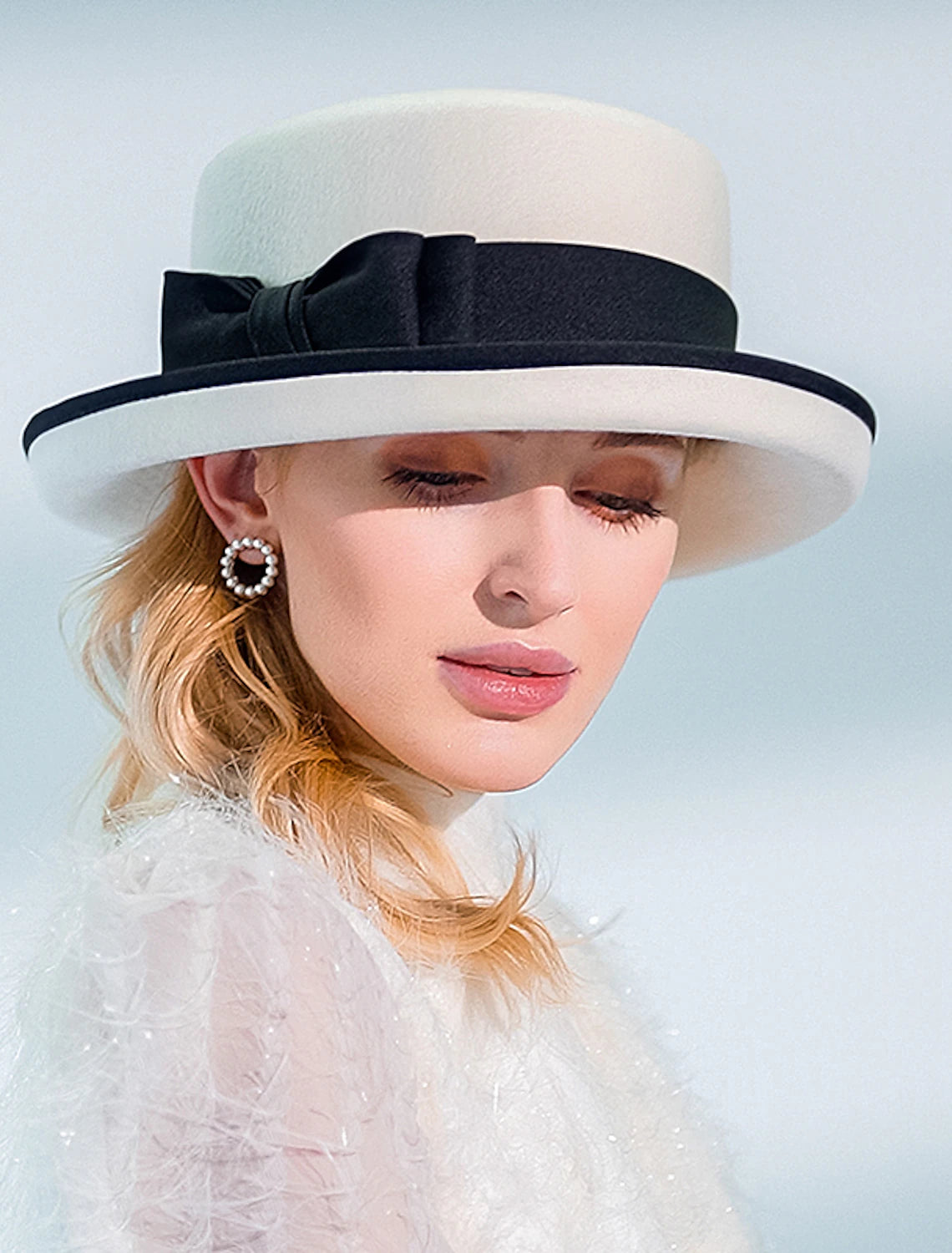 Wholesale Hats 100% Wool Fedora Hat Casual Tea Party Elegant With Bowknot Headpiece Headwear