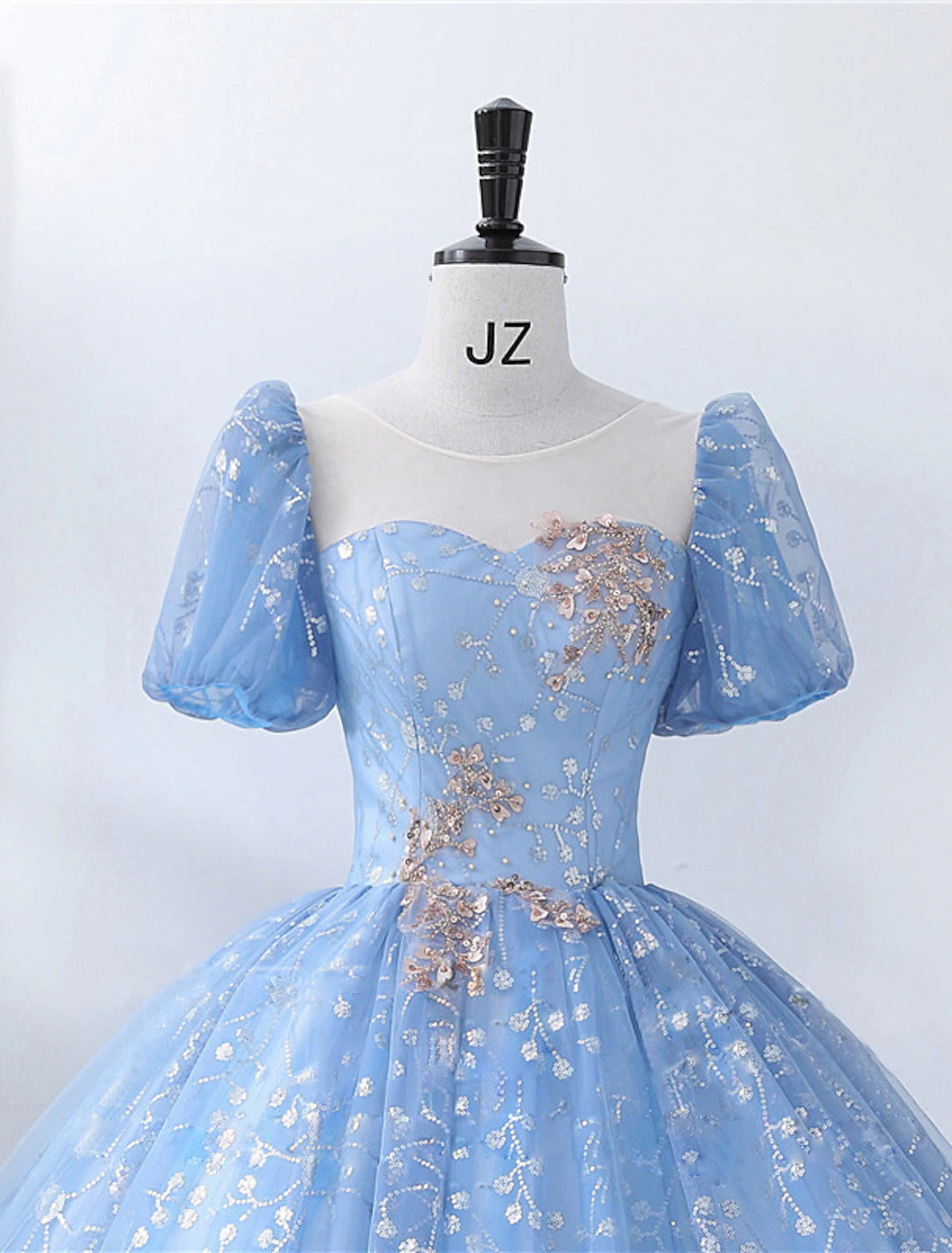 Wholesale Ball Gown Quinceanera Dresses Princess Dress Performance Sweet 16 Floor Length Short Sleeve Square Neck Polyester with Pearls Appliques