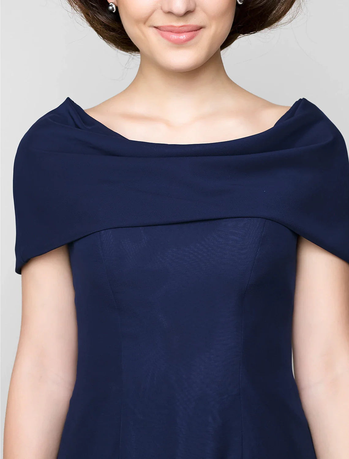 Wholesale Sheath / Column Mother of the Bride Dress Elegant Scoop Neck Ankle Length Chiffon Short Sleeve No with Beading