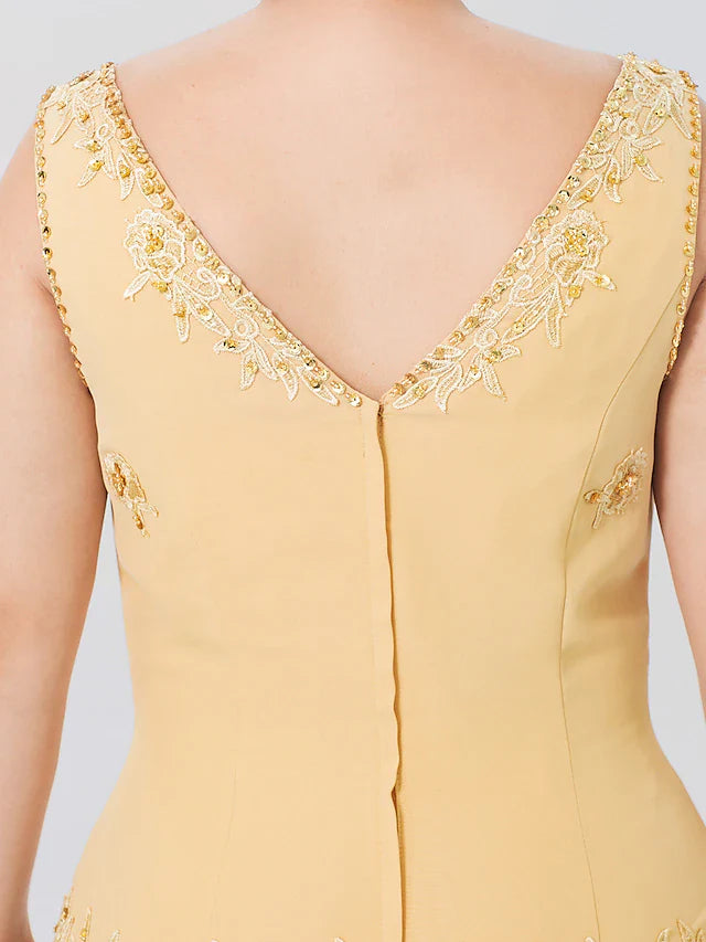 Wholesale A-Line Mother of the Bride Dress Formal Plus Size Elegant High Low V Neck Asymmetrical Chiffon Beaded Lace Long Sleeve Wrap Included with Beading Appliques