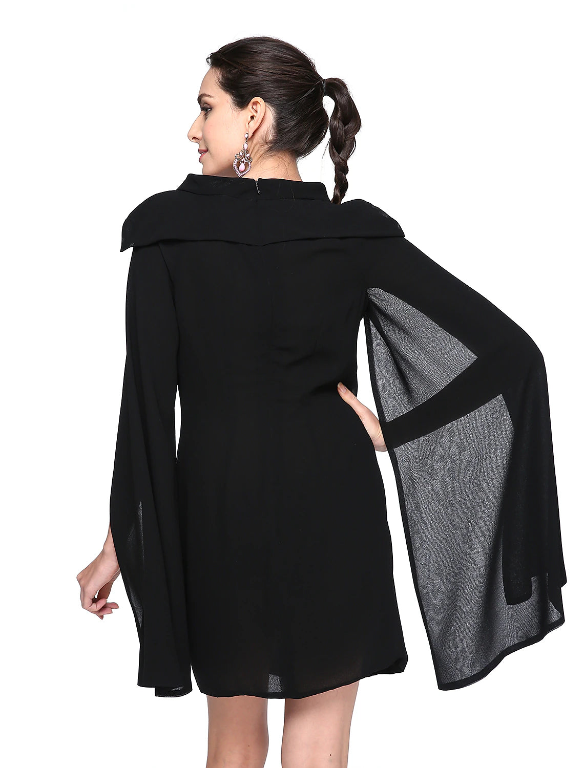 Wholesale A-Line Little Black Dress Dress Holiday Homecoming Short / Mini Sleeveless Jewel Neck Fall Wedding Guest Chiffon with Pleats