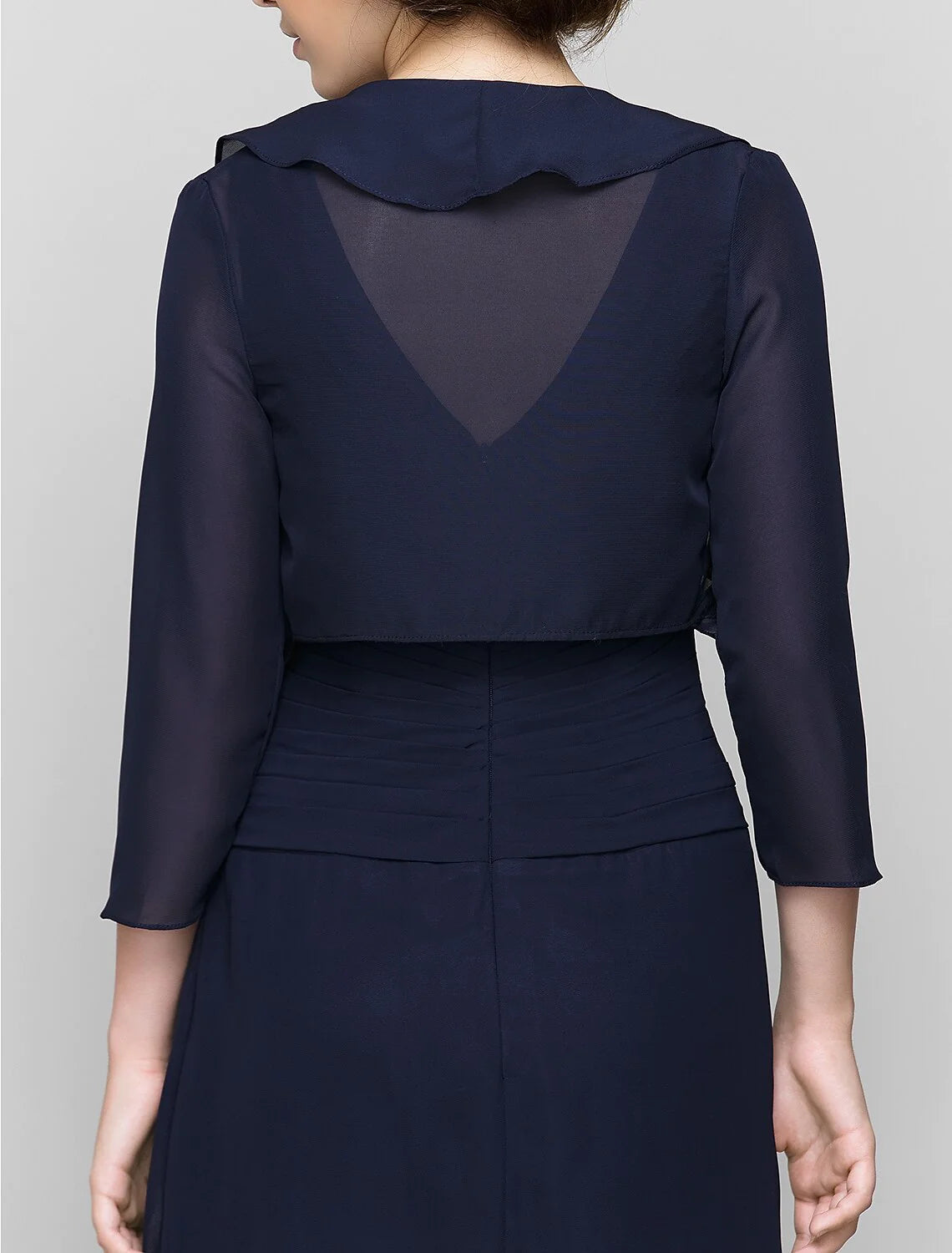 Wholesale Sheath / Column Mother of the Bride Dress Convertible Dress V Neck Floor Length Chiffon 3/4 Length Sleeve with Criss Cross Cascading Ruffles