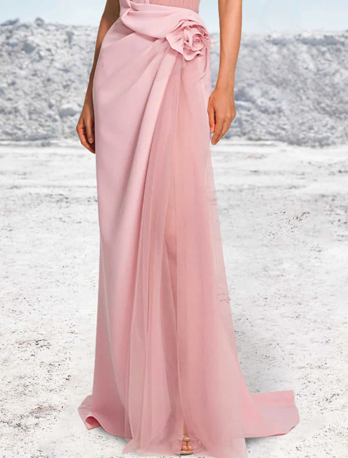 Wholesale Mermaid / Trumpet Evening Gown Party Dress Formal Wedding Party Sweep / Brush Train Sleeveless Halter Neck Satin with Ruched