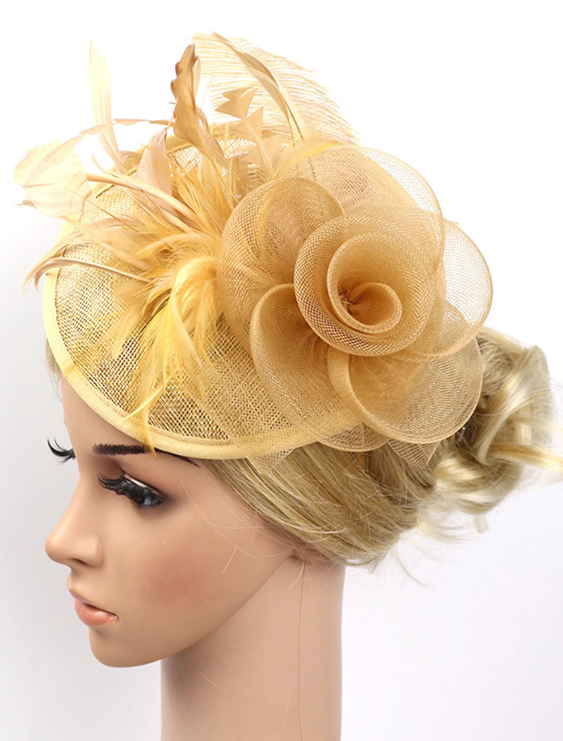 Wholesale Feather / Net Fascinators Kentucky Derby Hat / Flowers / Headwear with Floral 1PC Special Occasion / Horse Race / Ladies Day Headpiece