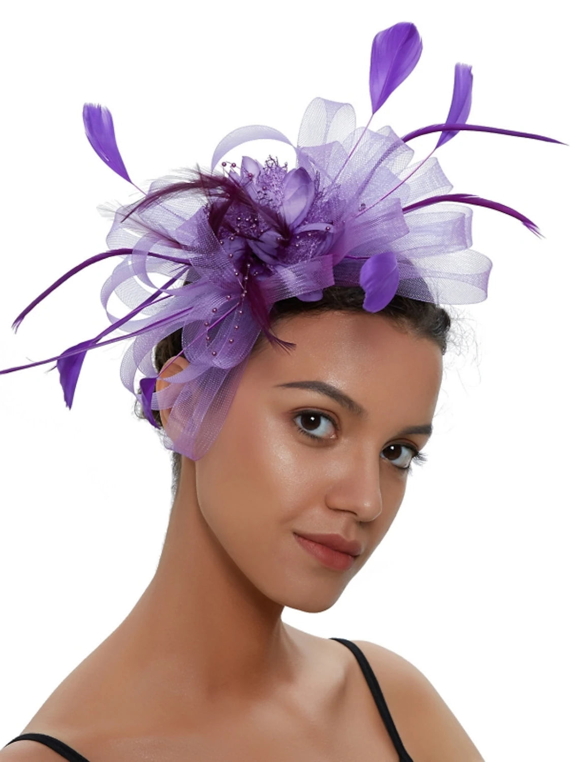 Wholesale Fascinators Tulle Kentucky Derby Horse Race Cocktail Royal Astcot Retro Elegant With Feather Headpiece Headwear