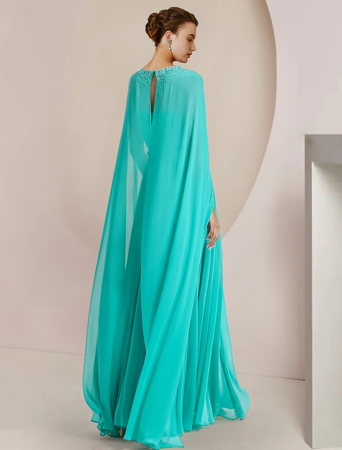 Wholesale  Two Piece Jumpsuits Jumpsuit / Pantsuit Mother of the Bride Dress Formal Wedding Guest Elegant Scoop Neck Tea Length Chiffon Sleeveless with Beading Appliques