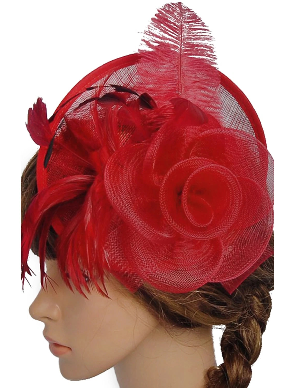 Wholesale Feather / Net Fascinators Kentucky Derby Hat / Flowers / Headwear with Floral 1PC Special Occasion / Horse Race / Ladies Day Headpiece