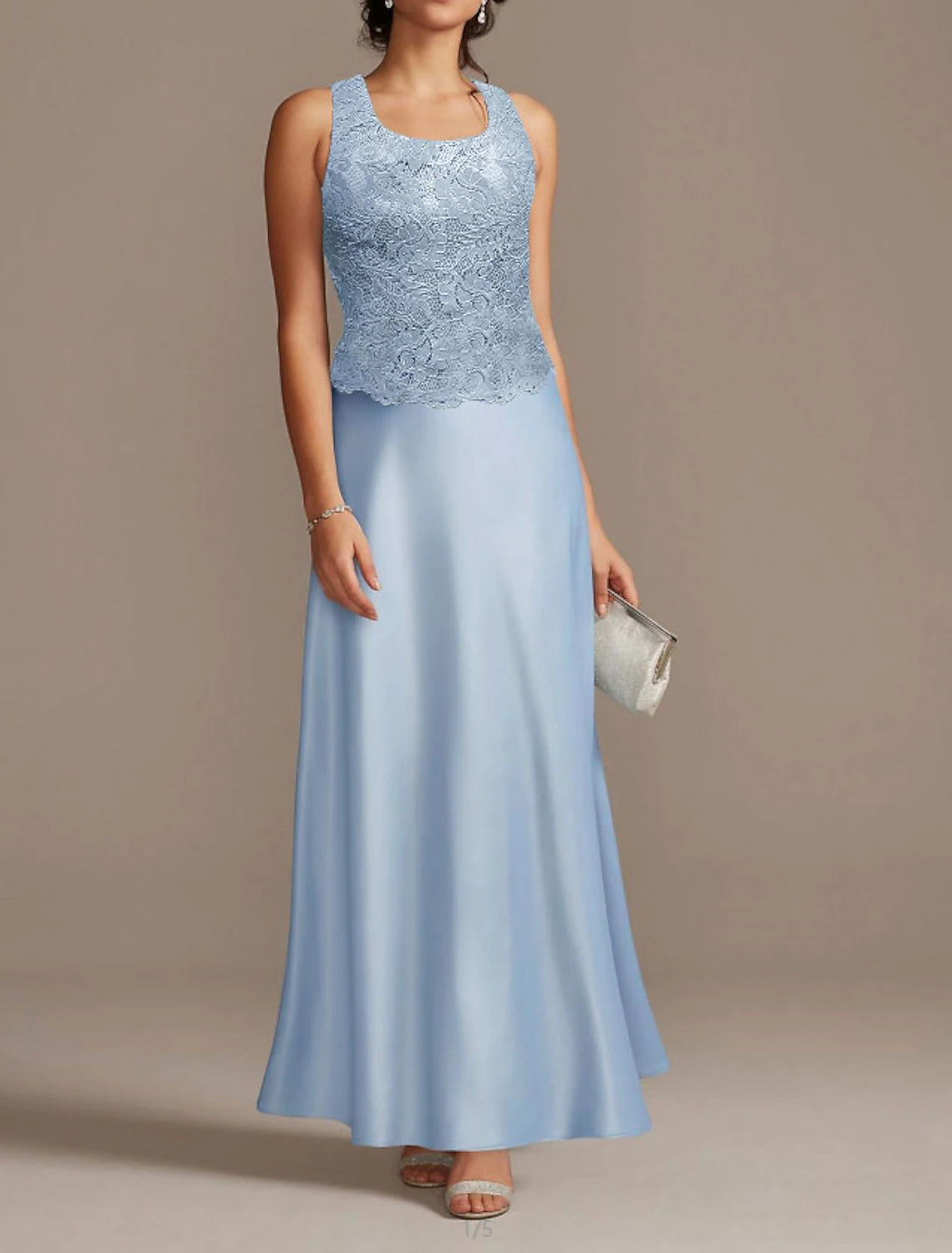 Wholesale Sheath / Column Mother of the Bride Dress Wedding Guest Elegant Scoop Neck Floor Length Polyester 3/4 Length Sleeve Short Jacket Dresses with Lace Fall