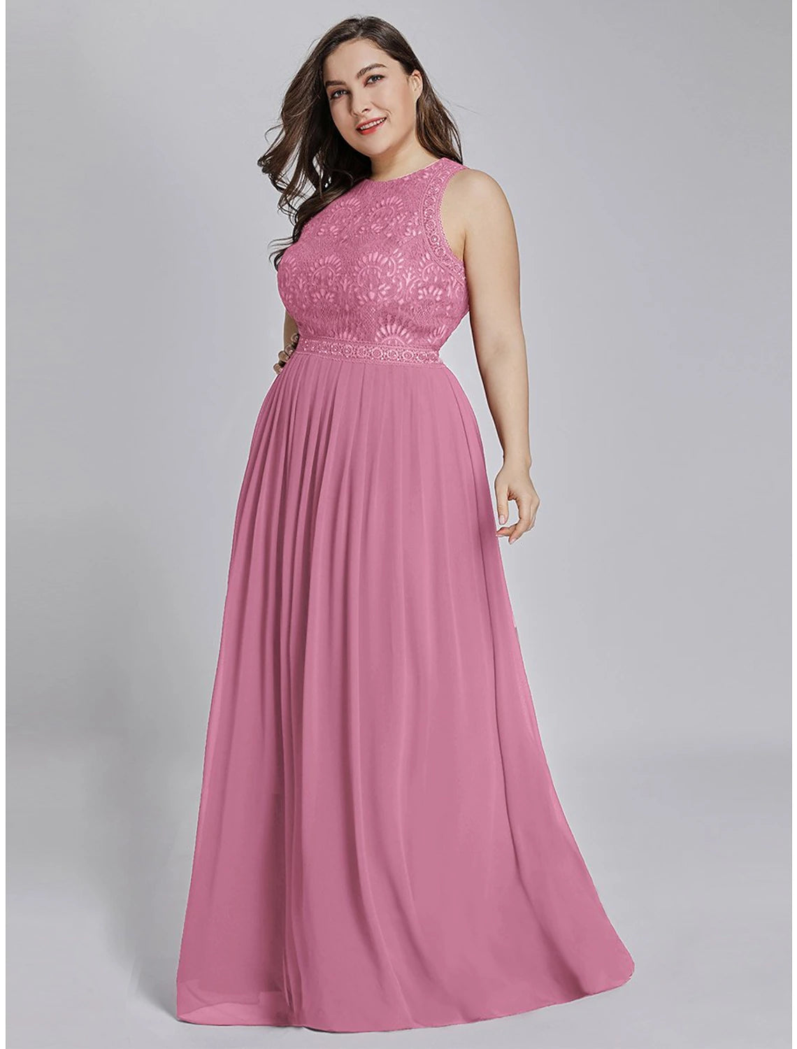 Wholesale  A-Line Prom Dresses Elegant & Luxurious Dress Wedding Guest Prom Floor Length Sleeveless Jewel Neck Chiffon with Crystals