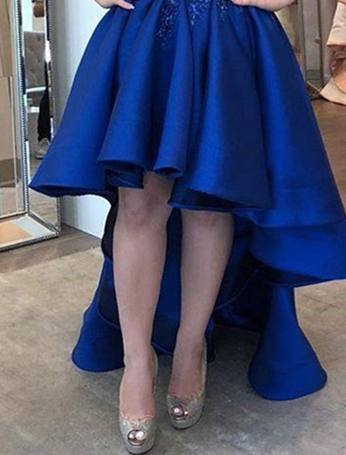 Wholesale A-Line Homecoming Dresses High Low Dress Holiday Graduation Asymmetrical Sleeveless Strapless Satin with Pleats Appliques