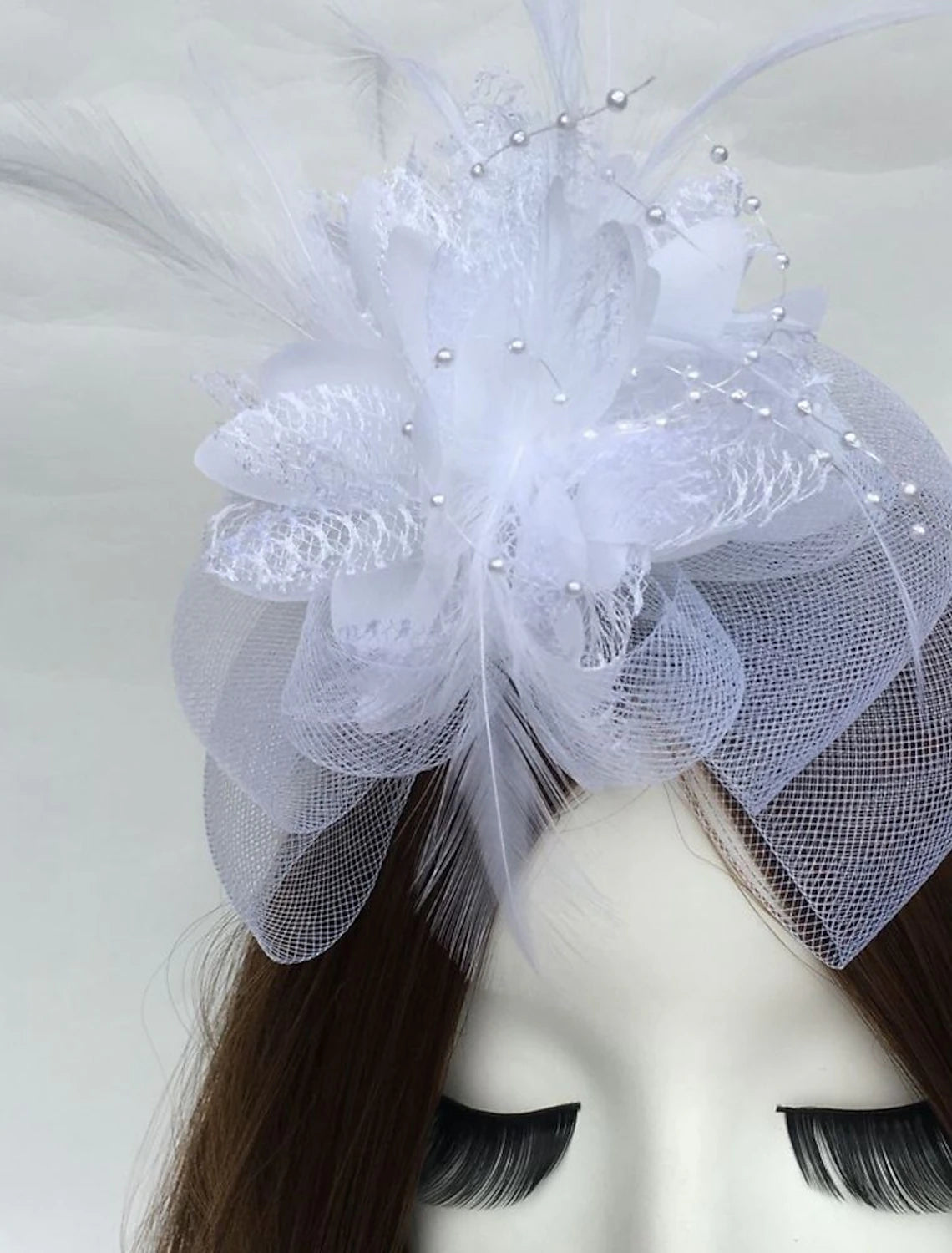 Wholesale Feather / Net Fascinators Kentucky Derby Hat / Flowers with 1 Piece Wedding / Party / Evening / Horse Race Headpiece