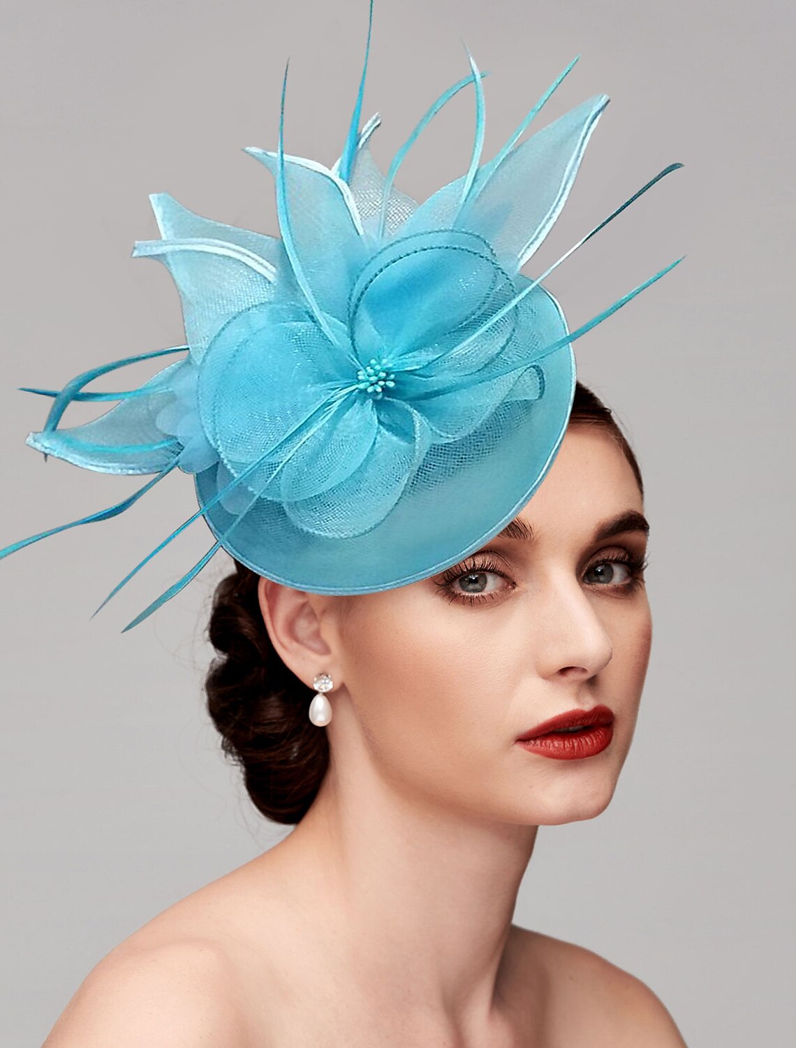 Wholesale Feathers Net Fascinators Kentucky Derby Hats Headpiece with Feather Cap Flower 1 PC Wedding Horse Race Ladies Day Melbourne Cup Headpiece