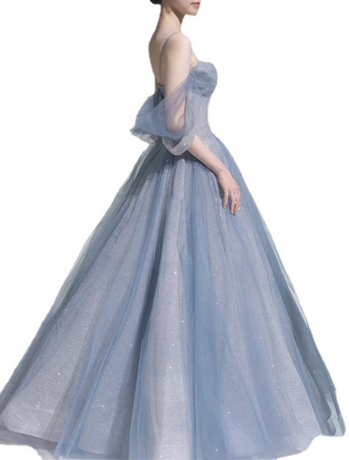Wholesale Ball Gown Party Dresses Glittering Dress Wedding Guest Prom Floor Length Sleeveless Off Shoulder Tulle with Glitter