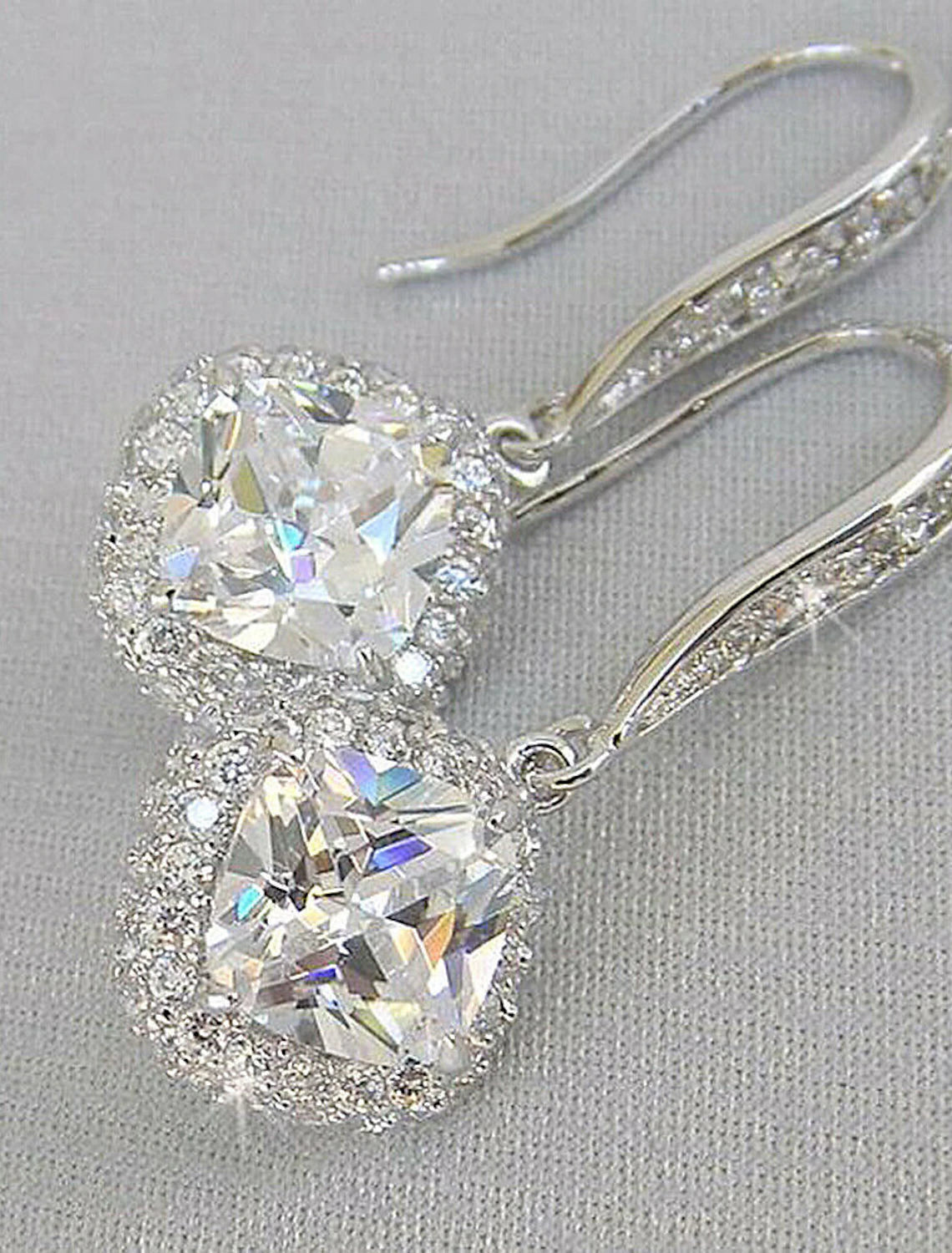 Wholesale Women's Zircon Earrings Fine Jewelry Classic Precious Stylish Simple Earrings Jewelry White For Wedding Party 1 Pair