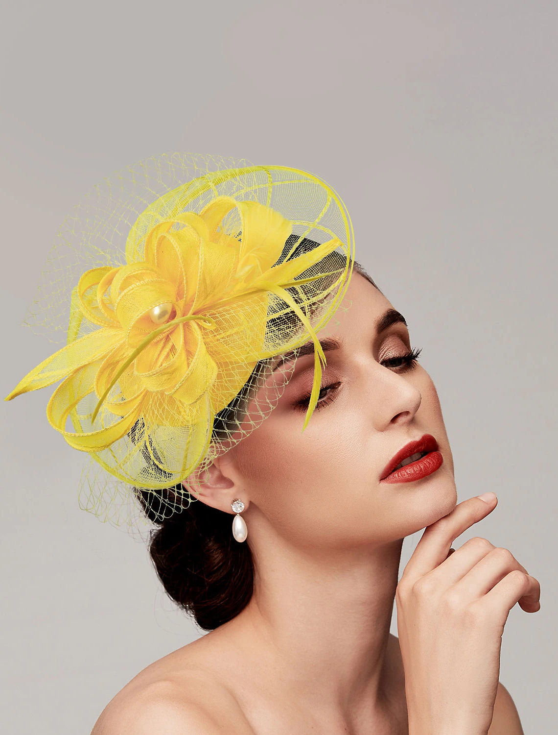 Wholesale Feathers / Net Fascinators Kentucky Derby Hat/ Headpiece with Feather / Cap / Flower 1 PC Wedding / Horse Race / Ladies Day Headpiece