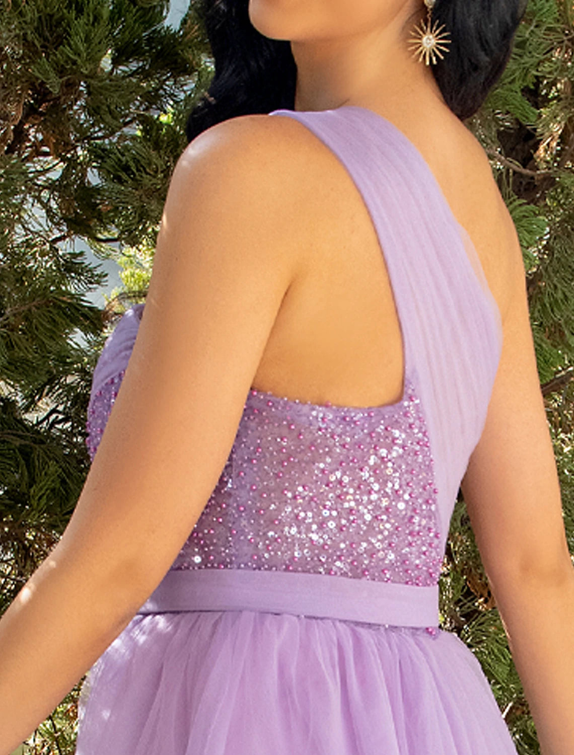 Wholesale  A-Line Party Dresses Sparkle & Shine Dress Wedding Party Sweep / Brush Train Sleeveless One Shoulder Tulle with Pearls Sequin Slit