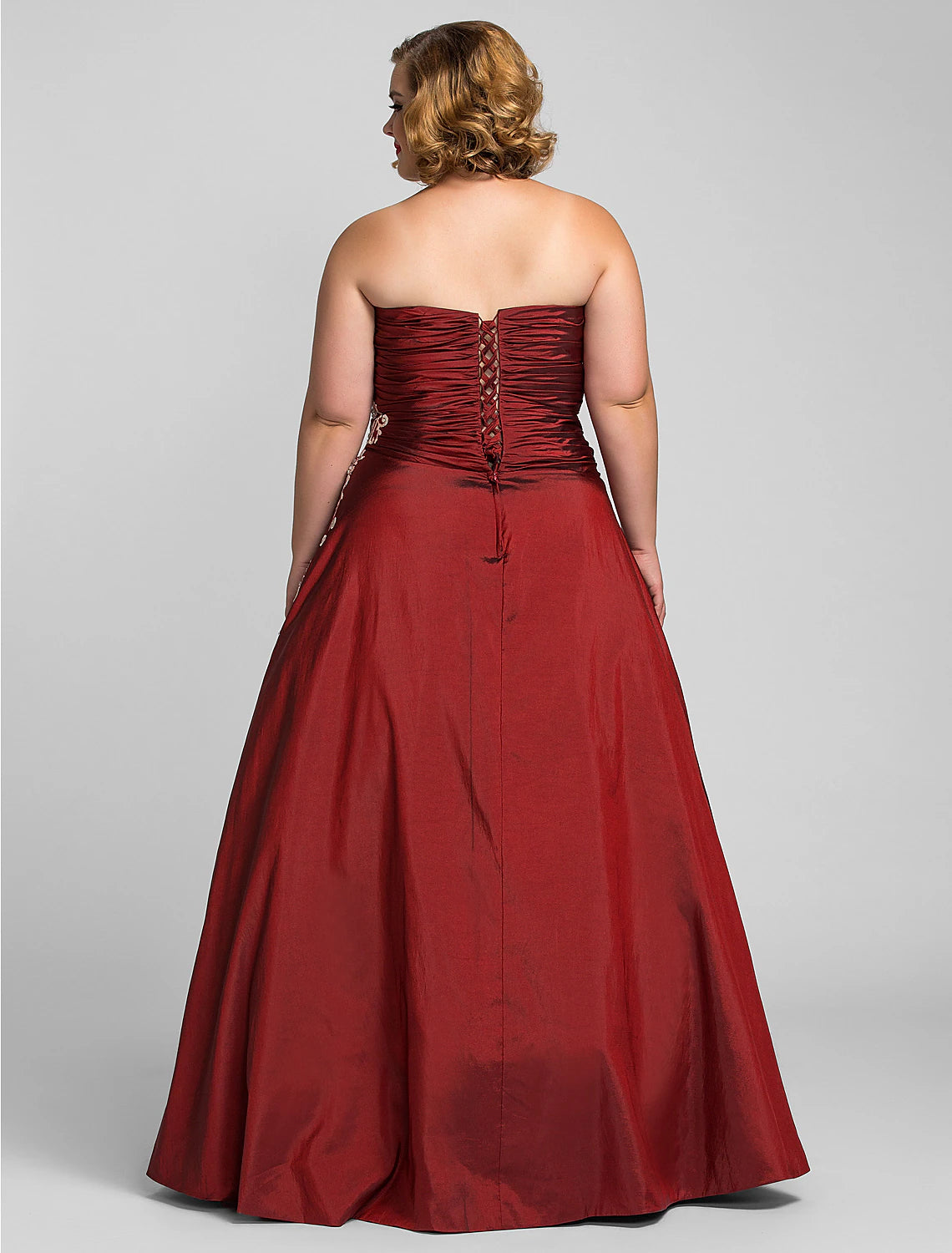 Wholesale Ball Gown Plus Size Prom Formal Evening Dress Strapless Sleeveless Floor Length Taffeta with Beading Appliques
