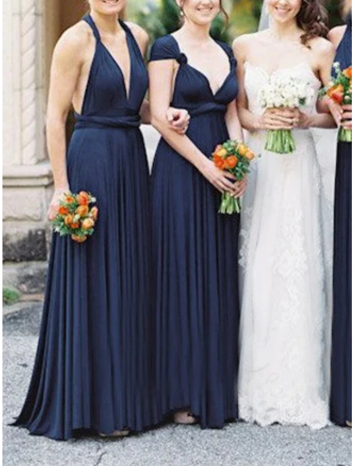 Wholesale Sheath / Column Bridesmaid Dress V Neck Sleeveless Convertible Floor Length Spandex with Pleats