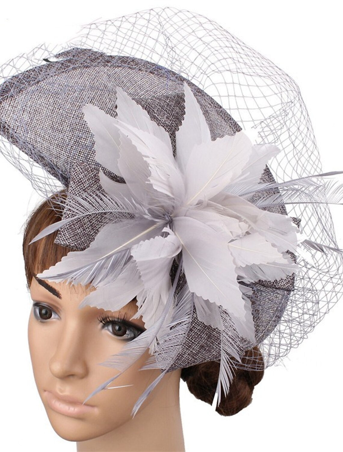 Wholesale Fascinators Hats Headpiece Sinamay Formal Kentucky Derby Horse Race Ladies Day Church Elegant Lady British With Feather Tulle Headpiece Headwear
