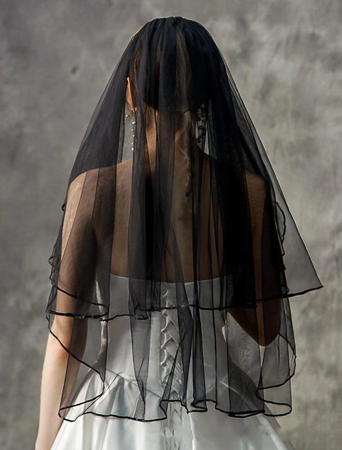 Wholesale Two-tier Stylish / European Style Wedding Veil Elbow Veils with Tier / Pure Color Tulle