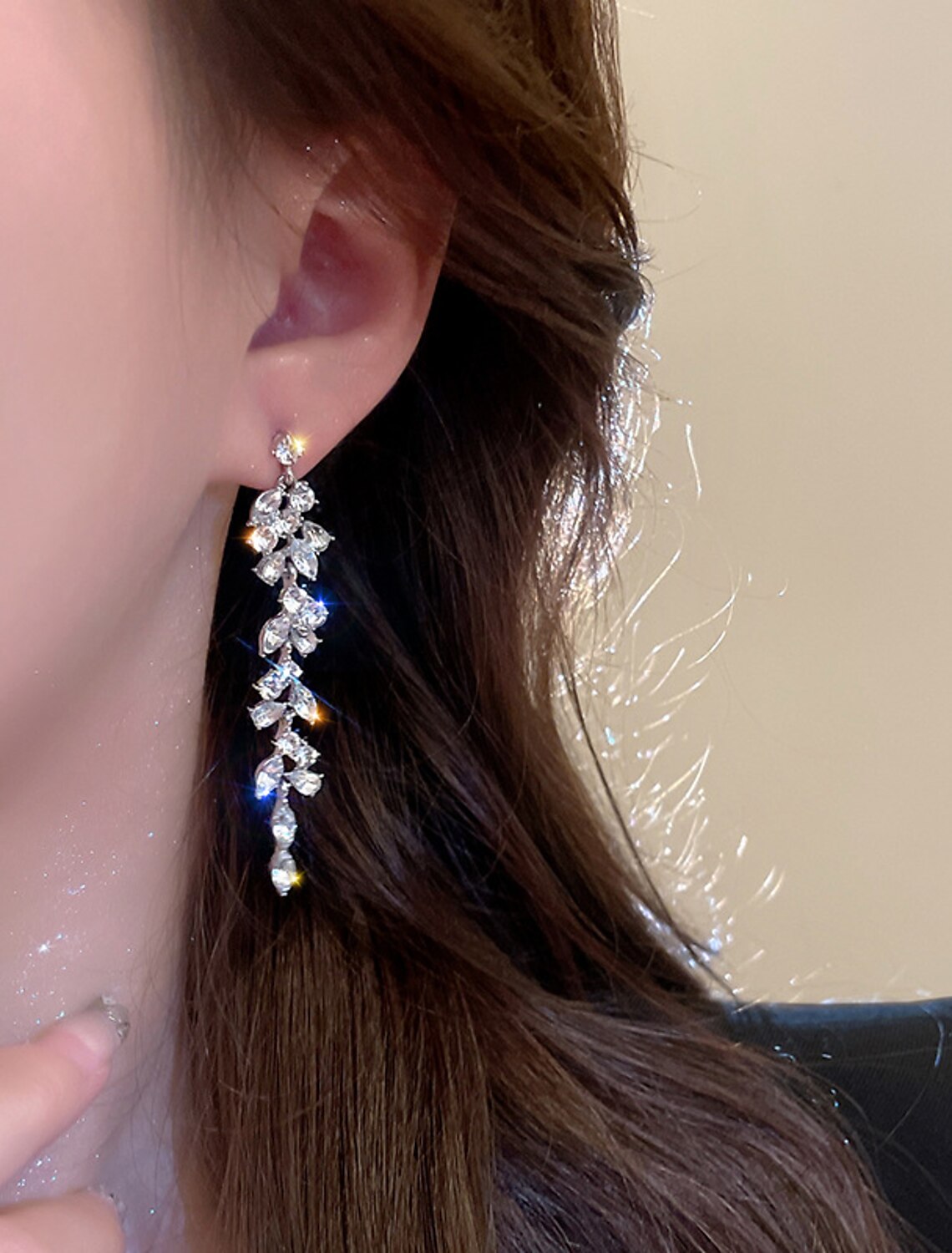 Wholesale Women's Drop Earrings Fine Jewelry Tassel Fringe Precious Stylish Luxury Earrings Jewelry Silver For Wedding Party 1 Pair