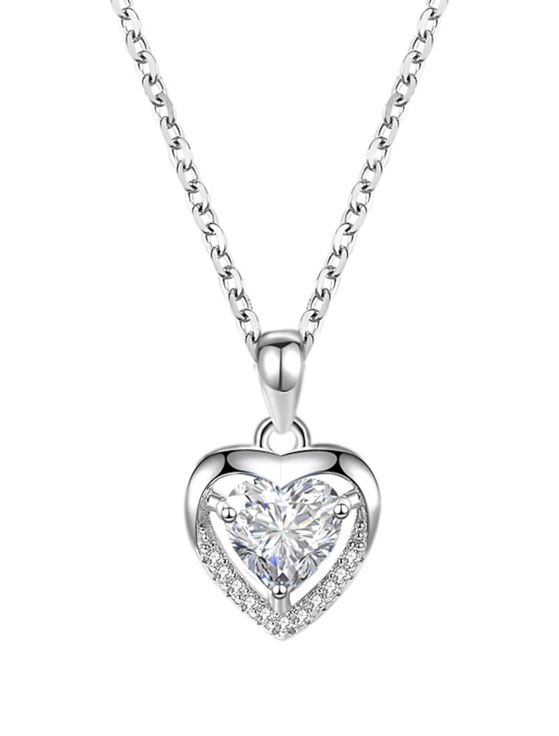 Wholesale Pendant Necklace Rhinestones S925 Sterling Silver Women's Vintage Fashion Artistic Geometrical Heart Heart Shape Necklace For Street Daily Holiday