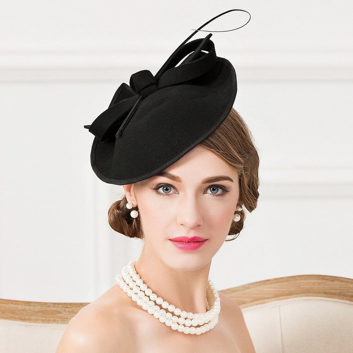 Wholesale Fascinators Hats Headpiece Wool Saucer Hat Wedding Horse Race Ladies Day Cocktail Elegant With Headpiece Headwear