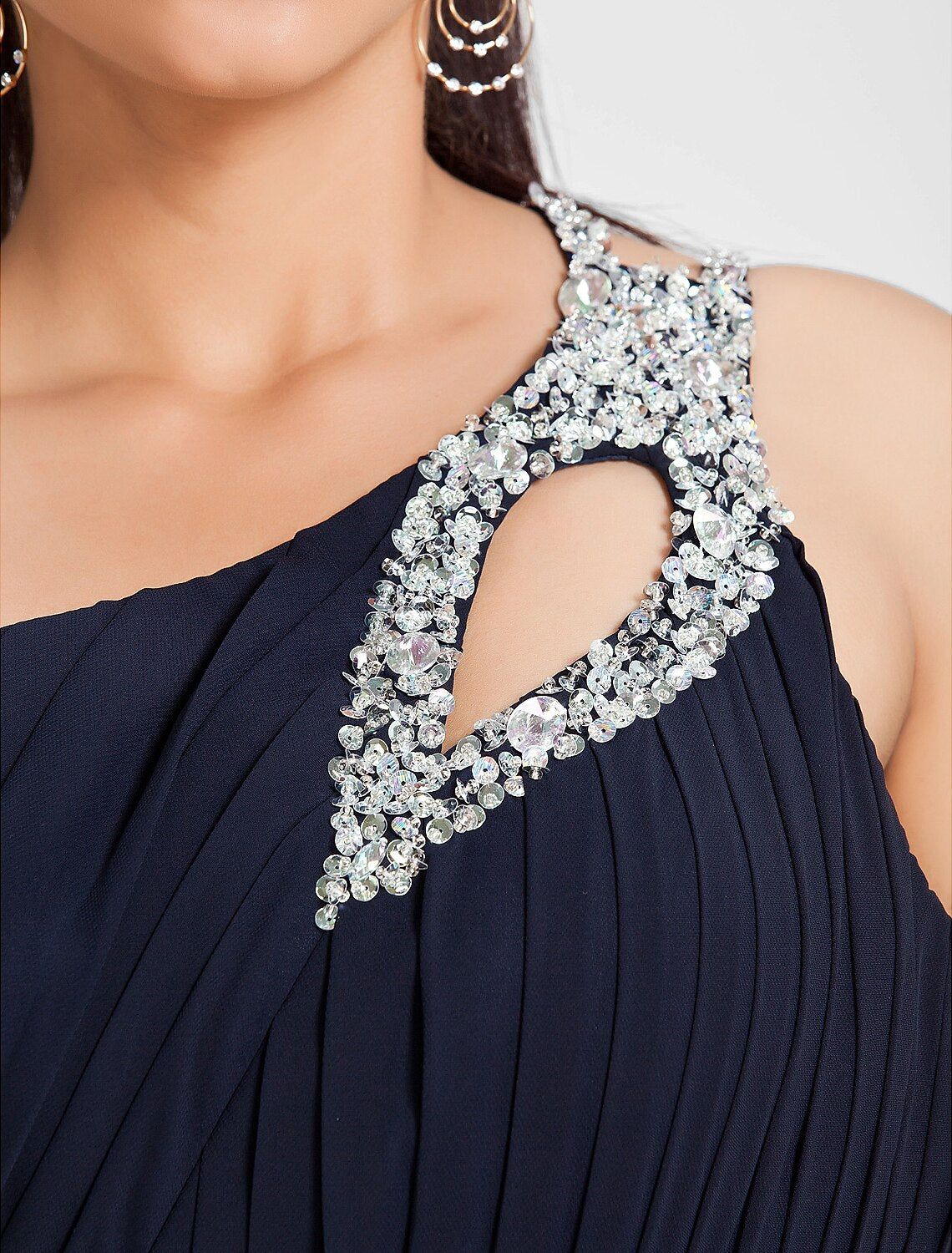 Wholesale A-Line Cut Out Dress Wedding Guest Prom Sweep / Brush Train Sleeveless One Shoulder Chiffon with Ruched Beading