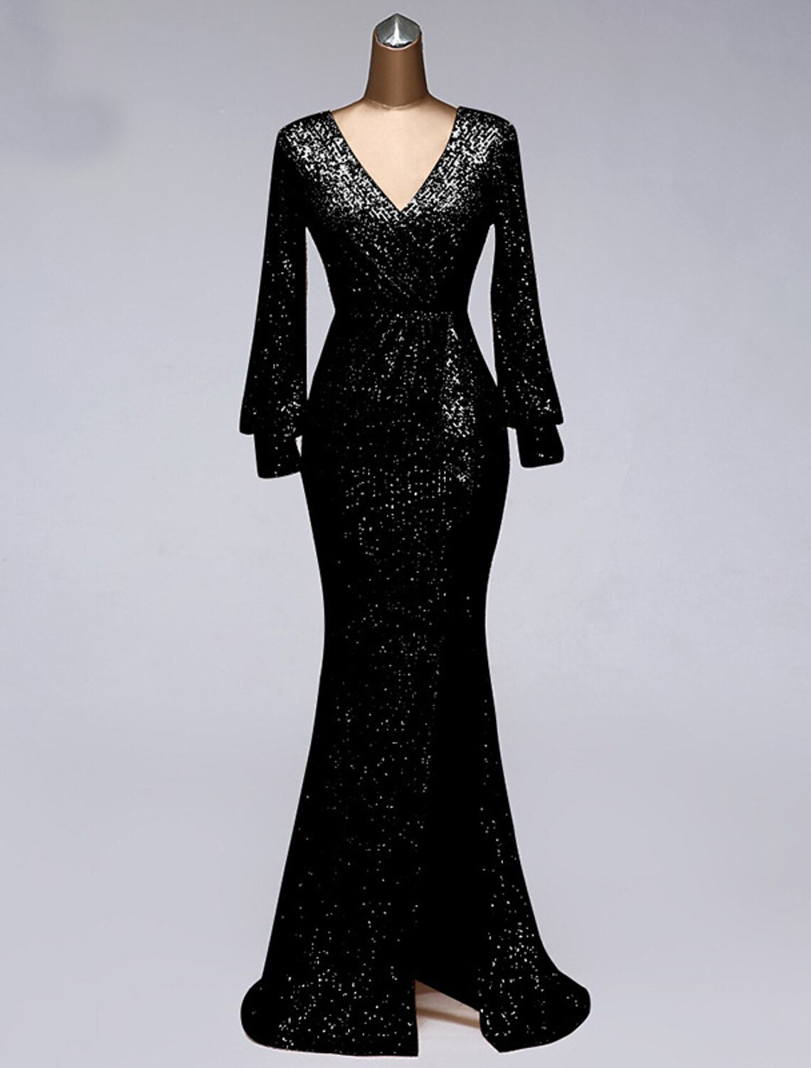 Wholesale A-Line Elegant Sparkle & Shine Formal Evening Dress High Neck Sleeveless Floor Length Tulle with Sash / RibbonMermaid / Trumpet Evening Gown Elegant Dress Wedding Guest Formal Evening Floor Length Long Sleeve V Neck Tulle with Sequin