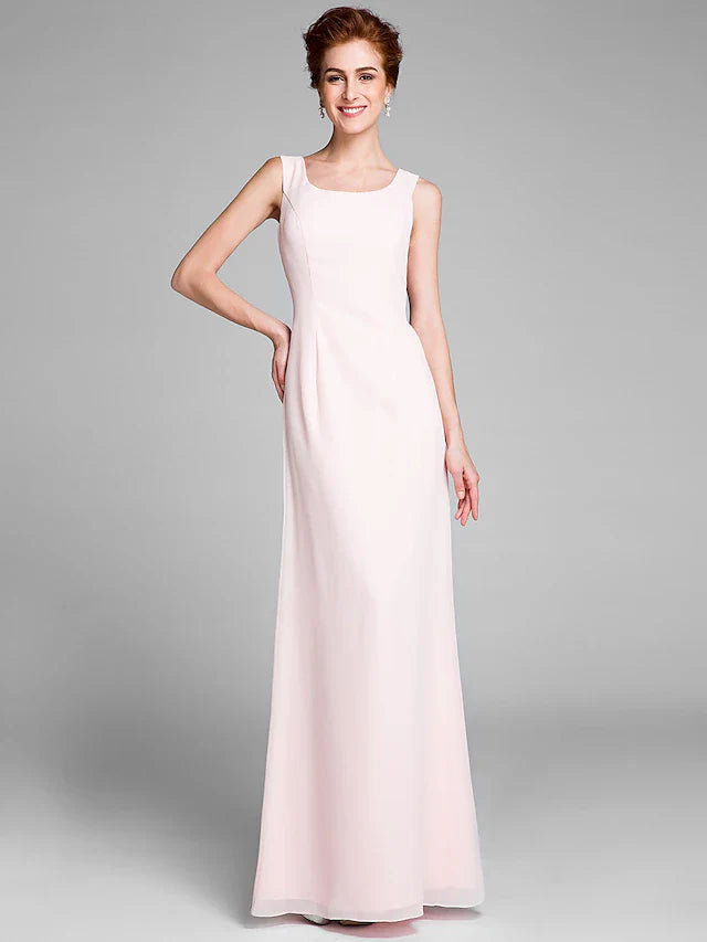 Wholesale Mermaid / Trumpet Mother of the Bride Dress Convertible Dress Scoop Neck Floor Length Chiffon Long Sleeve Wrap Included with Sash / Ribbon