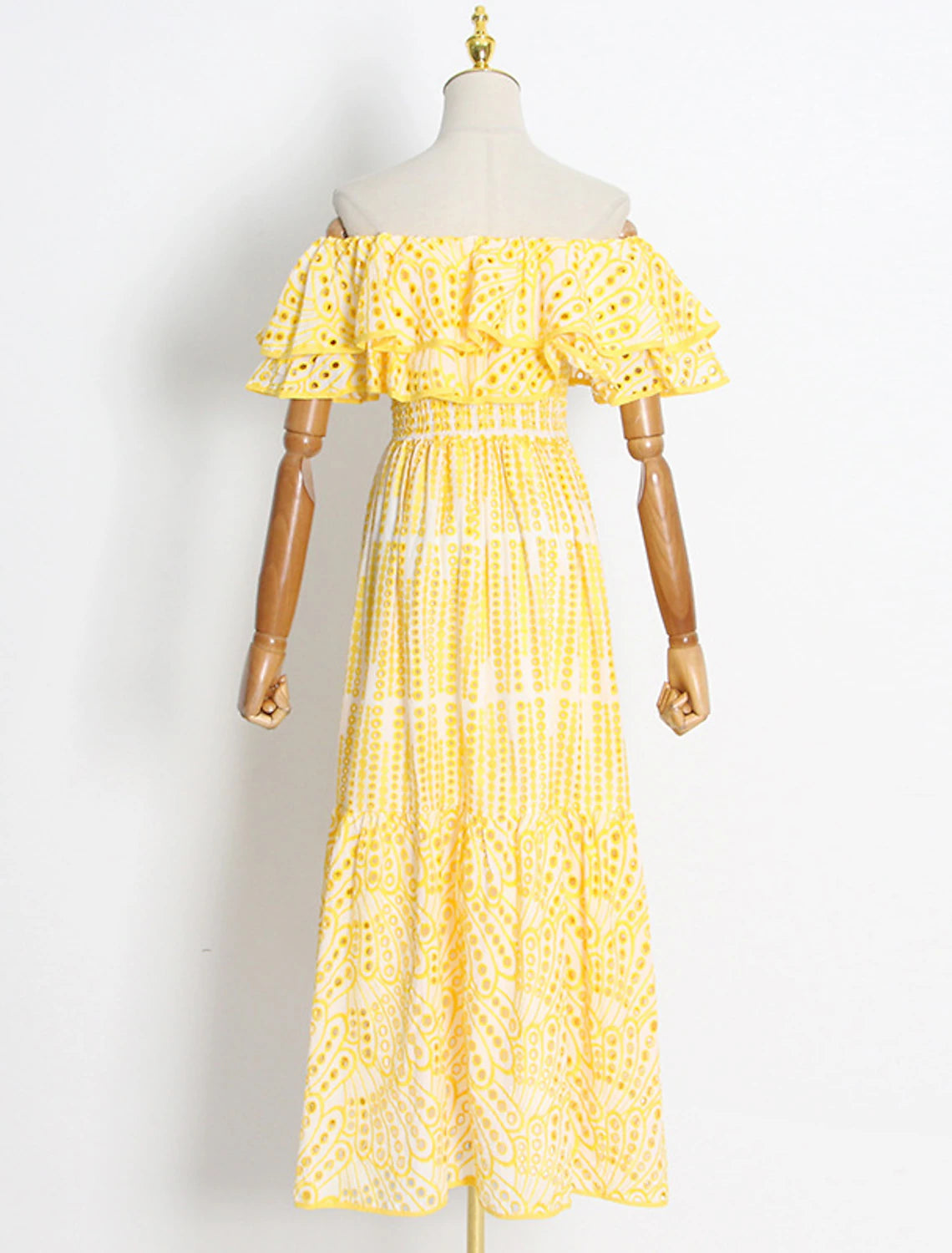 Wholesale A-Line Wedding Guest Dresses Casual Dress Holiday Summer Ankle Length Short Sleeve Off Shoulder Polyester with Ruffles Embroidery