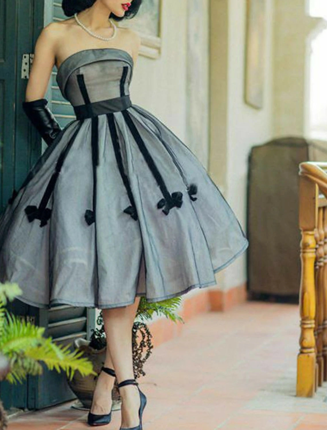 Wholesale A-Line Cocktail Dresses Elegant Dress Wedding Guest Party Wear Knee Length Sleeveless Strapless Satin with Sash / Ribbon Pleats