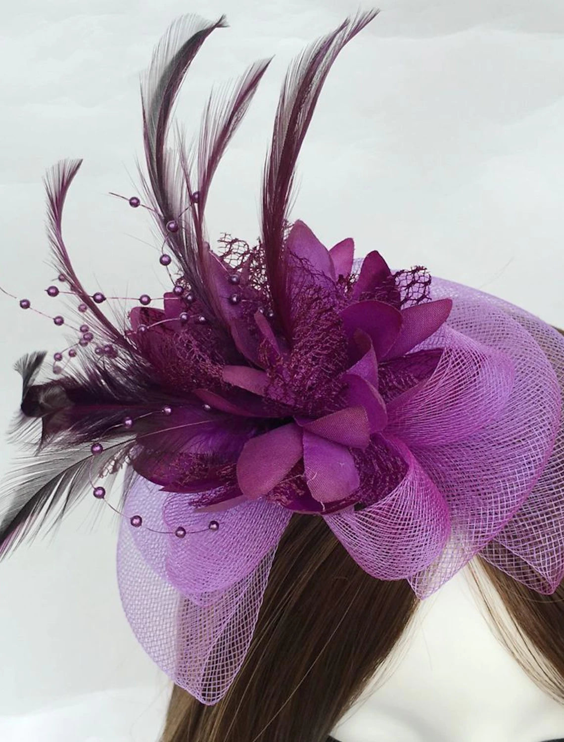 Wholesale Feather / Net Fascinators Kentucky Derby Hat / Flowers with 1 Piece Wedding / Party / Evening / Horse Race Headpiece