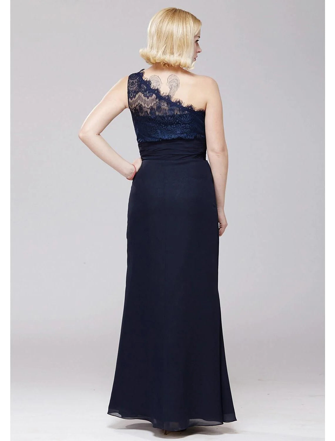 Wholesale A-Line Bridesmaid Dress One Shoulder Sleeveless Elegant Floor Length Chiffon / Lace with Lace / Sash / Ribbon
