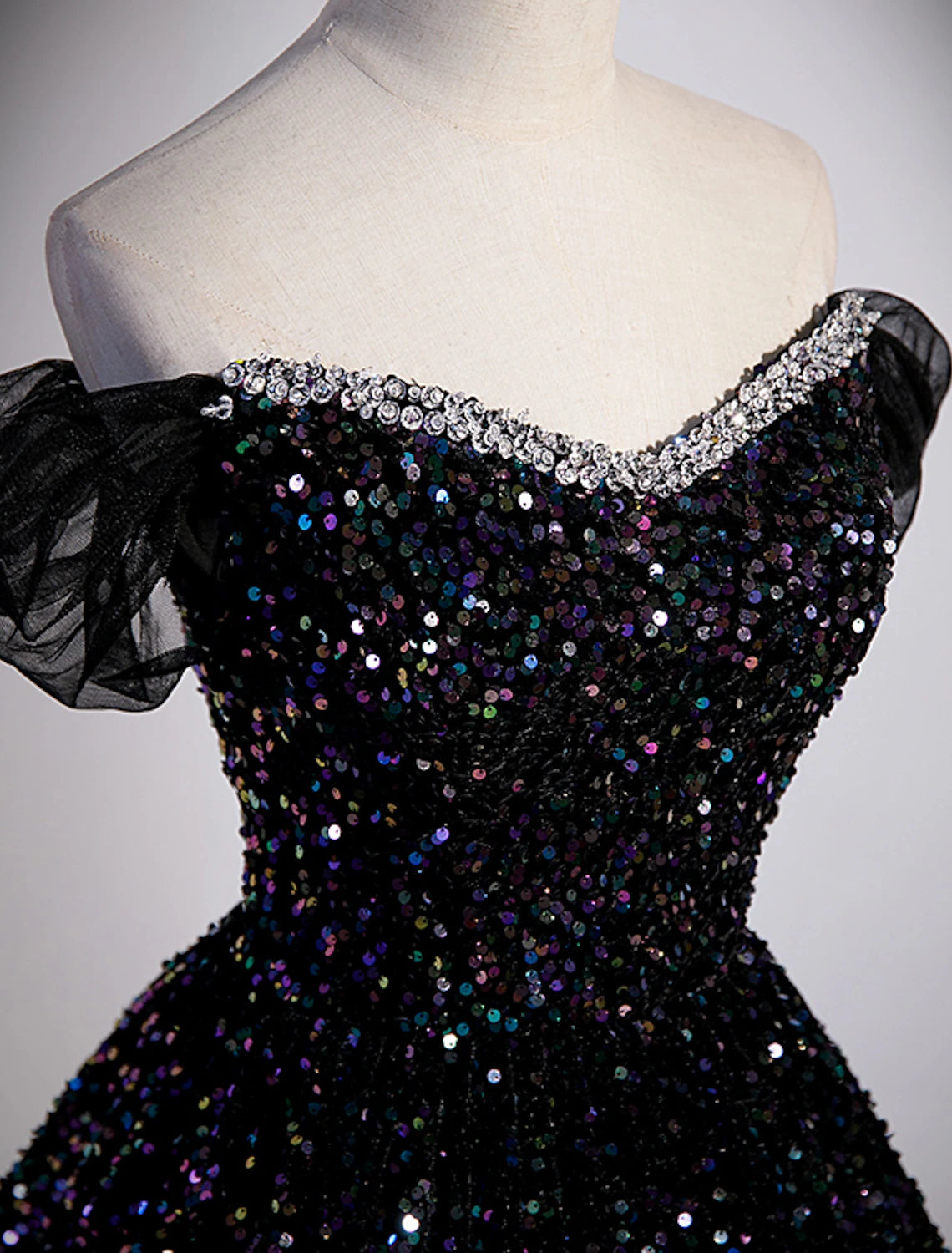 Wholesale  Ball Gown Prom Dresses Sparkle & Shine Dress Wedding Guest Birthday Court Train Sleeveless Off Shoulder Sequined with Pleats Sequin