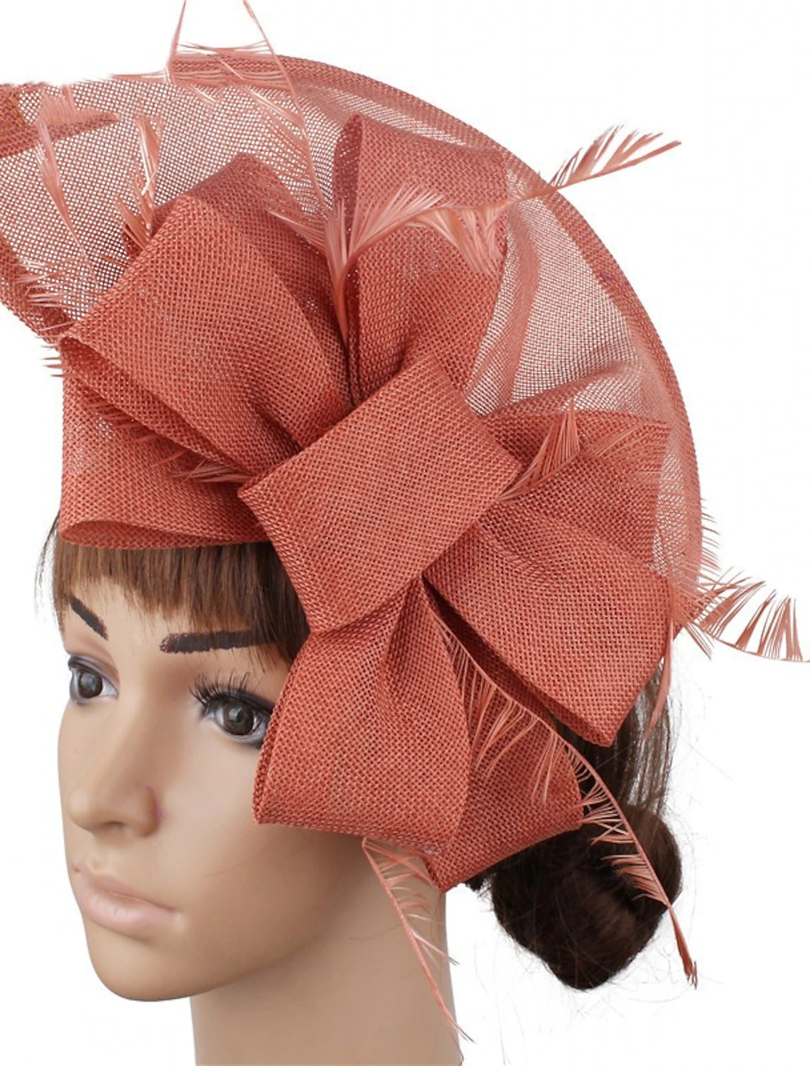 Wholesale Fascinators Faux Linen Kentucky Derby Horse Race Cocktail Royal Astcot Retro Elegant With Feather Bowknot Headpiece Headwear