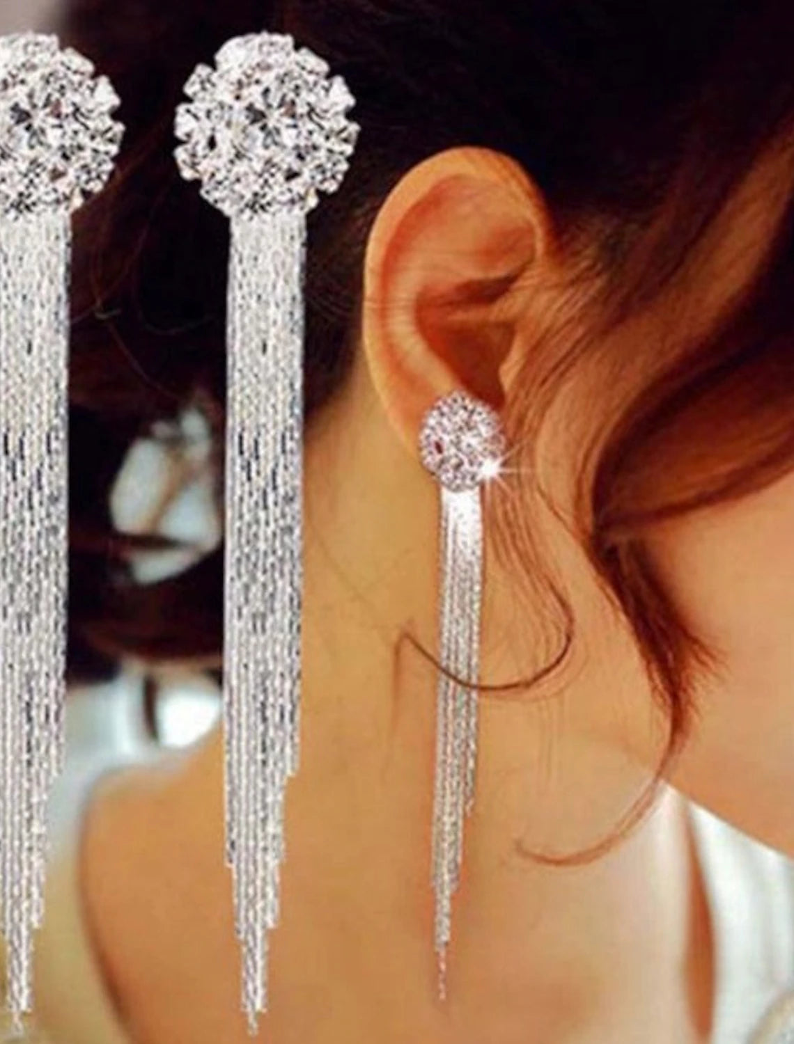 Wholesale Women‘s Drop Earrings Fine Jewelry Tassel Fringe Precious Cute Stylish Earrings Jewelry White For Wedding Party 3 Pairs
