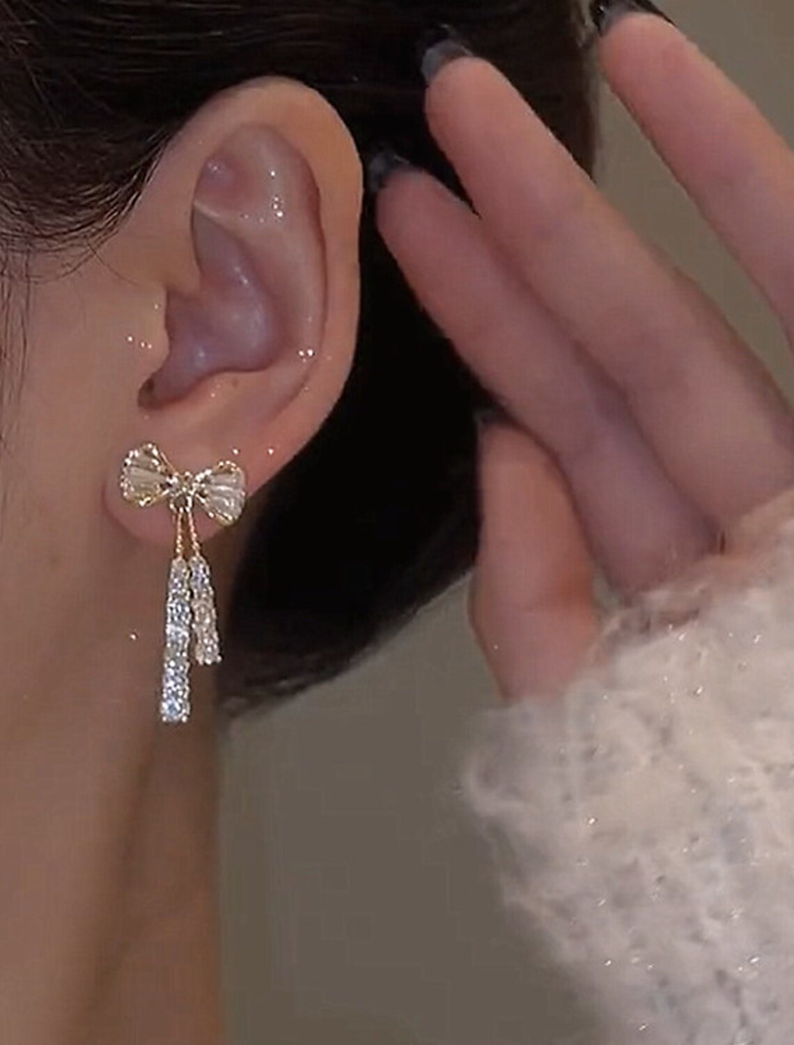 Wholesale Women's Zircon Drop Earrings Fine Jewelry Classic Bowknot Personalized Stylish Earrings Jewelry Silver For Wedding Party 1 Pair