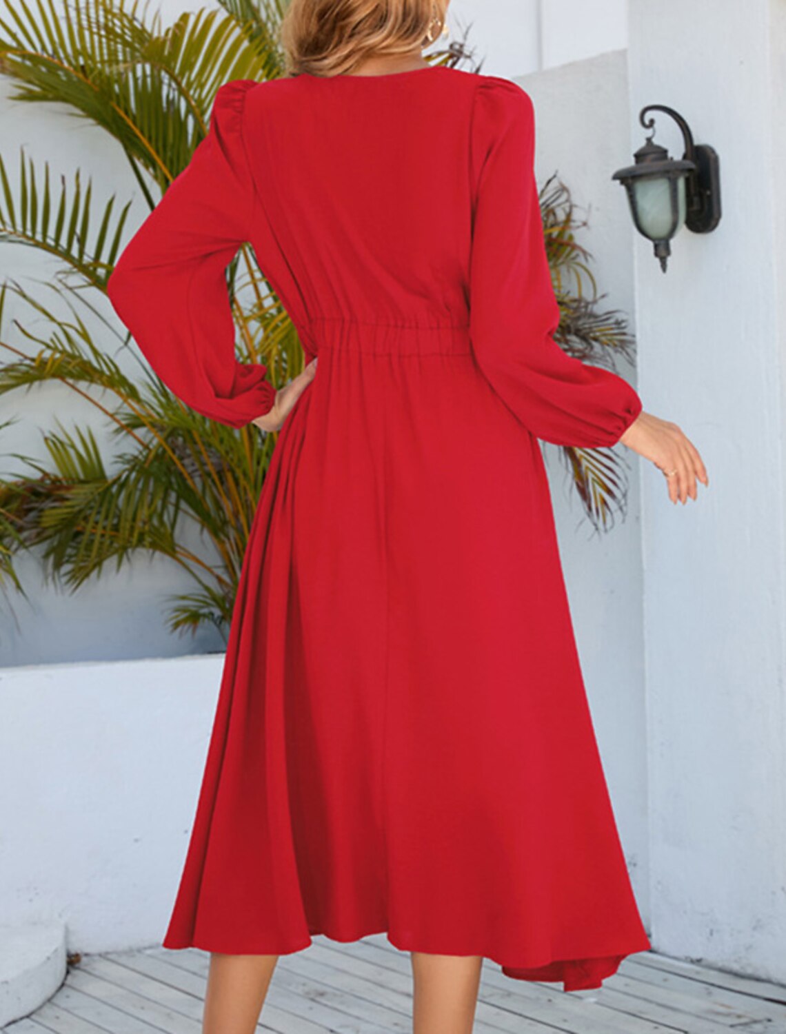 Wholesale A-Line Cocktail Dresses Party Dress Wedding Guest Cocktail Party Tea Length Long Sleeve Jewel Neck Spandex with Ruched