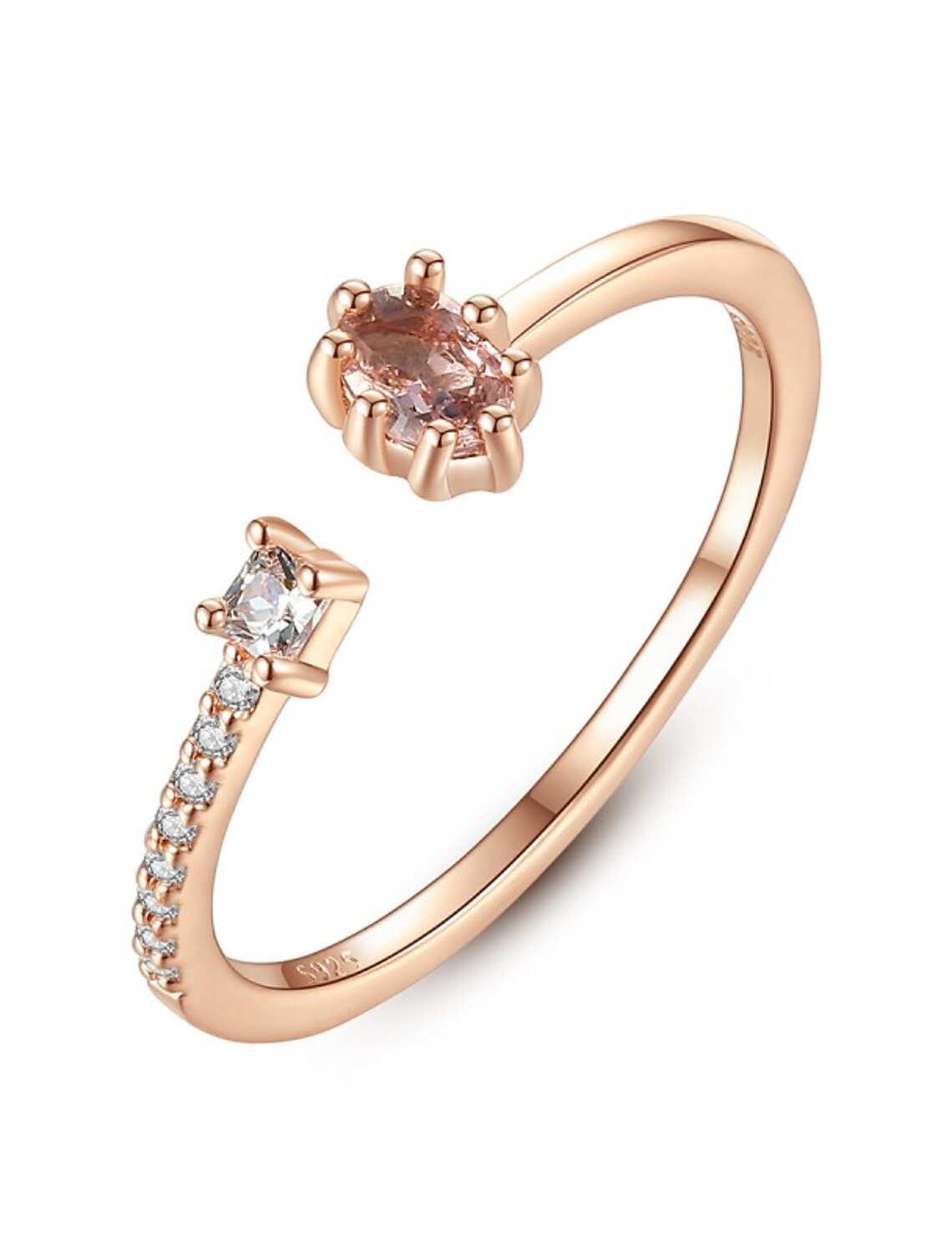 Wholesale Open Ring Gift Classic Rose Gold S925 Sterling Silver Precious Cute Stylish 1PC Synthetic Diamond