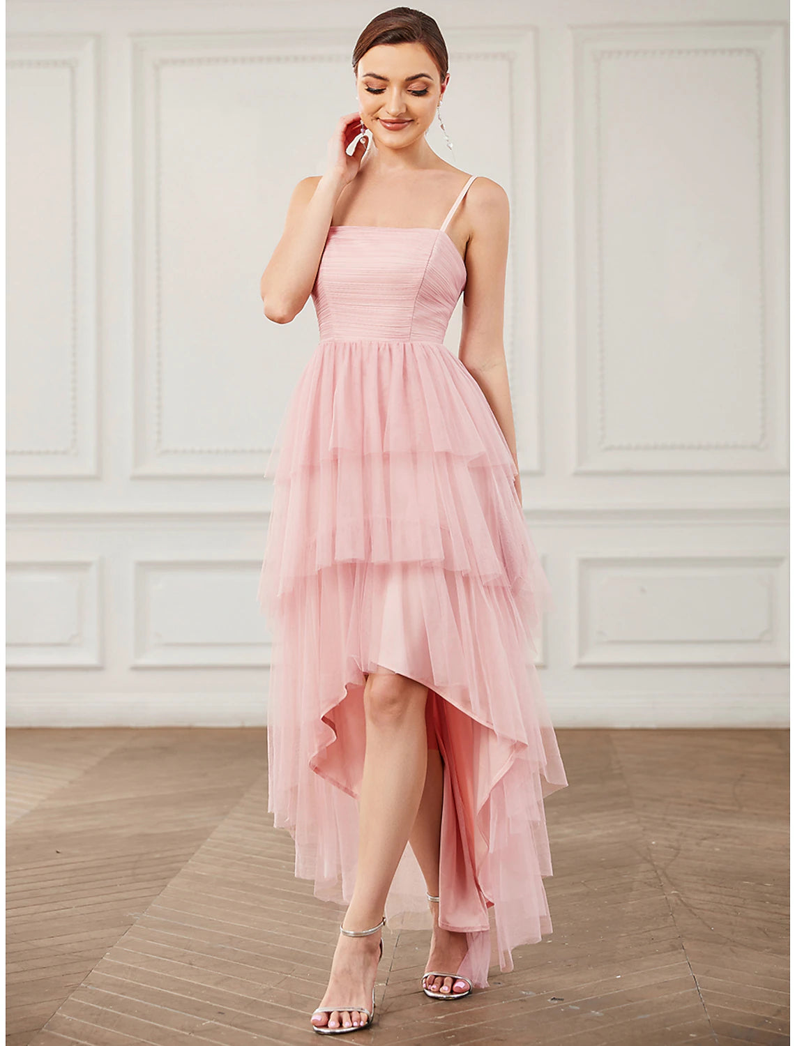 Wholesale A-Line Party Dresses Vintage Dress Prom Birthday Knee Length Sleeveless Spaghetti Strap Tulle with Ruched