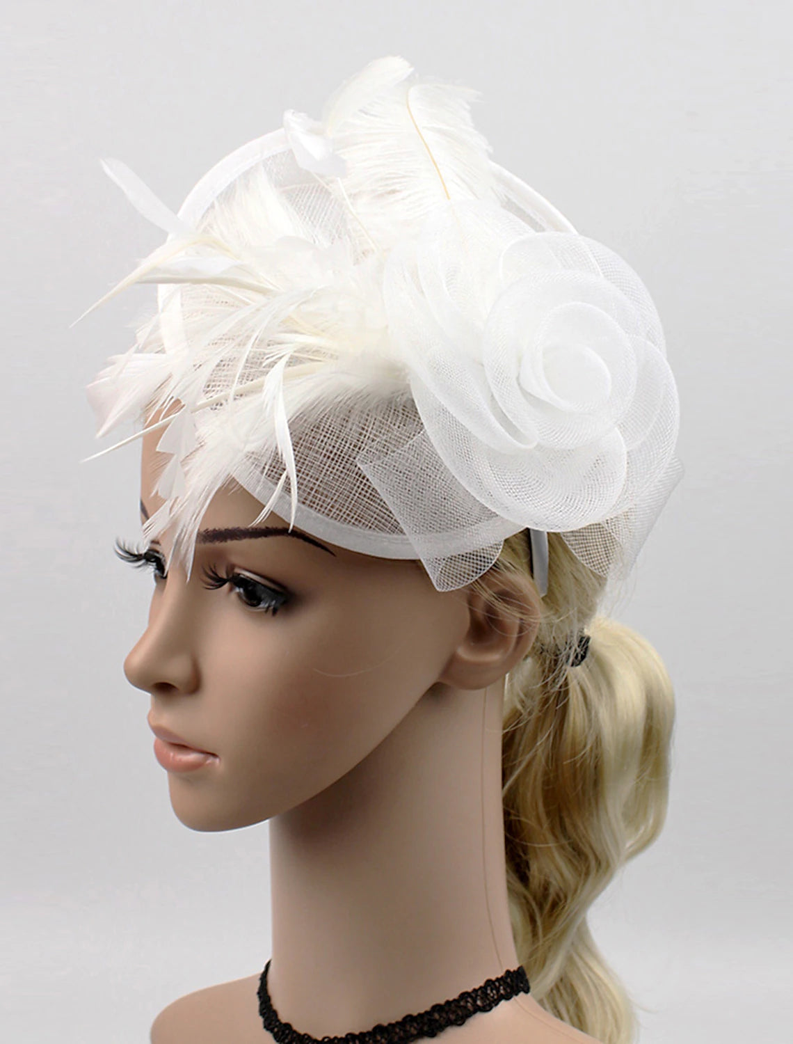 Wholesale Feather / Net Fascinators Kentucky Derby Hat / Flowers / Headwear with Floral 1PC Special Occasion / Horse Race / Ladies Day Headpiece