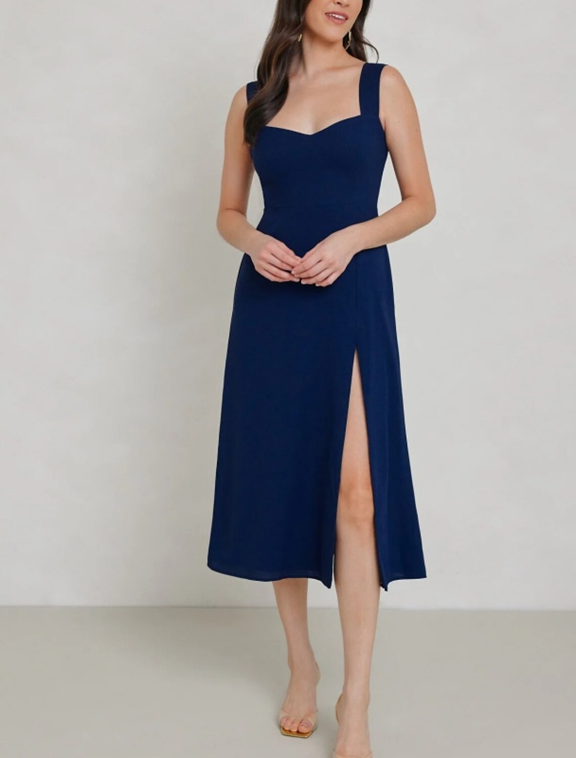 Wholesale Sheath / Column Bridesmaid Dress Square Neck / V Neck Sleeveless Elegant Floor Length / Tea Length Chiffon with Split Front