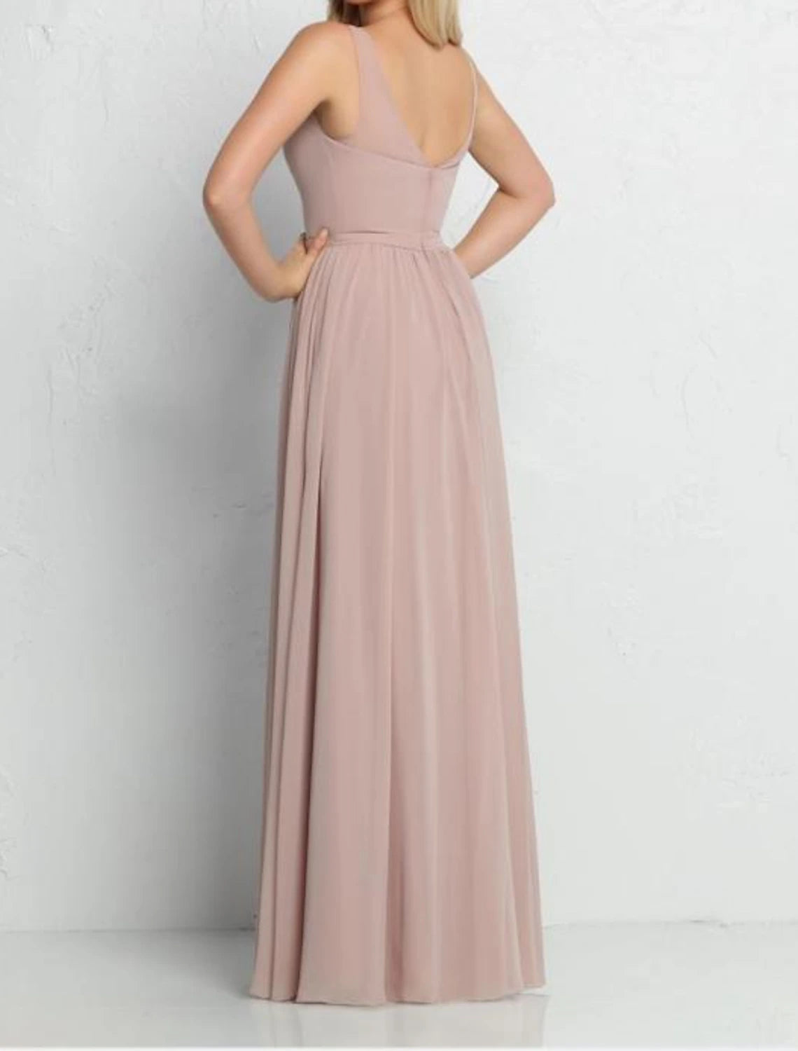Wholesale A-Line Bridesmaid Dress Illusion Neck / Sweetheart / Scoop Neck Sleeveless Pink Floor Length Chiffon / Shantung / Imitated Silk with Pleats / Draping / Ruching