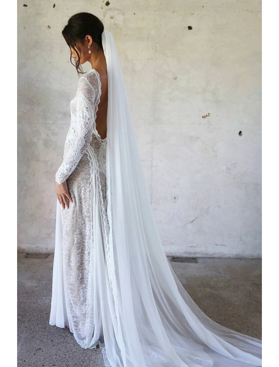 Wholesale One-tier Simple / Classic Style Wedding Veil Cathedral Veils with Pure Color 110.24 in (280cm) Chiffon