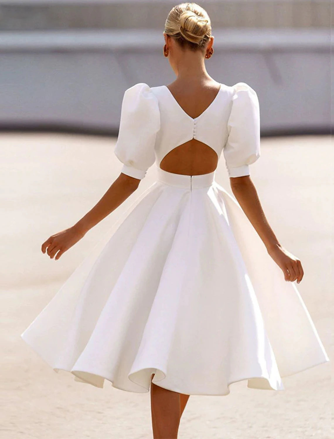 Wholesale Women's Party Dress Casual Dress Swing Dress Midi Dress Black White Pink Short Sleeve Pure Color Backless Summer Spring Crew Neck Party Party Birthday Spring Dress