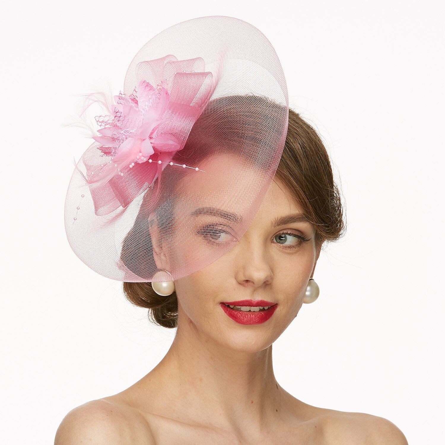 Wholesale Net Fascinators Kentucky Derby Hat/ Headwear with Floral 1PC Wedding / Special Occasion / Tea Party Headpiece
