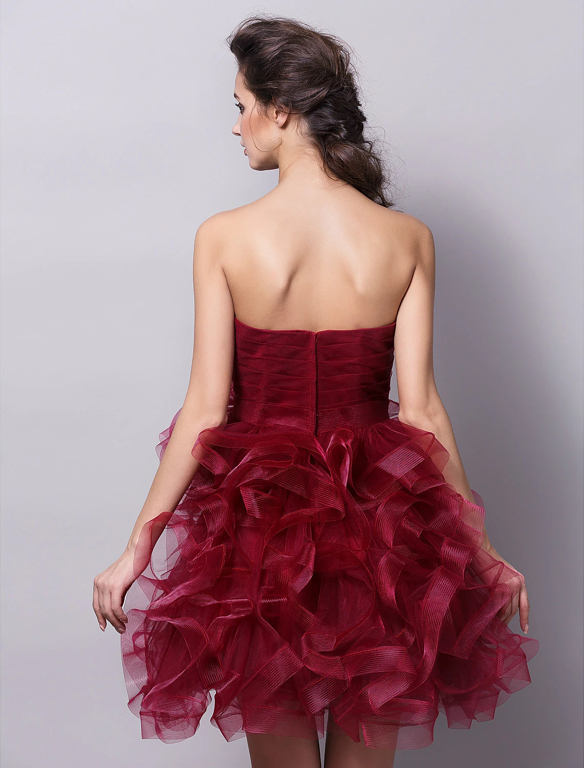 Wholesale Ball Gown Hot Homecoming Cocktail Party Valentine's Day Dress Strapless Sleeveless Short / Mini Tulle with Ruched
