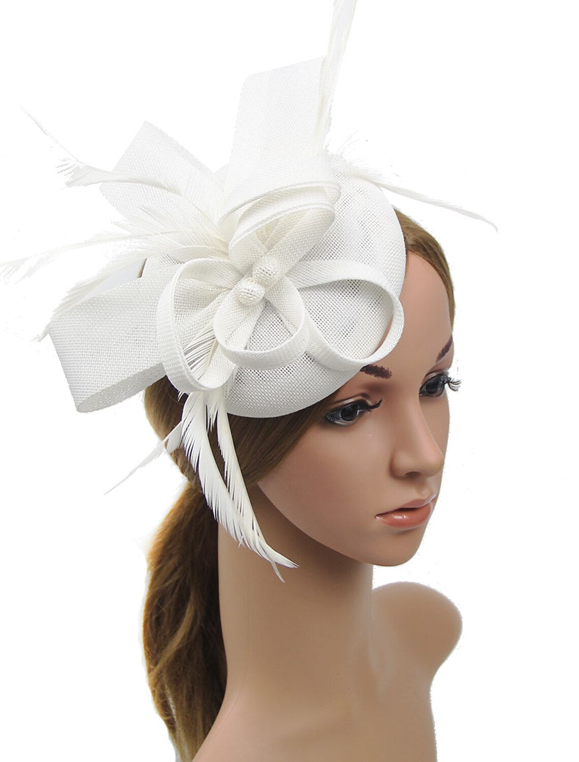 Wholesale Fascinators Kentucky Derby Hat Headwear Polyester / Polyamide Bucket Hat Pillbox Hat Holiday Melbourne Cup Cocktail Royal Astcot With Feather Appliques Headpiece Headwear