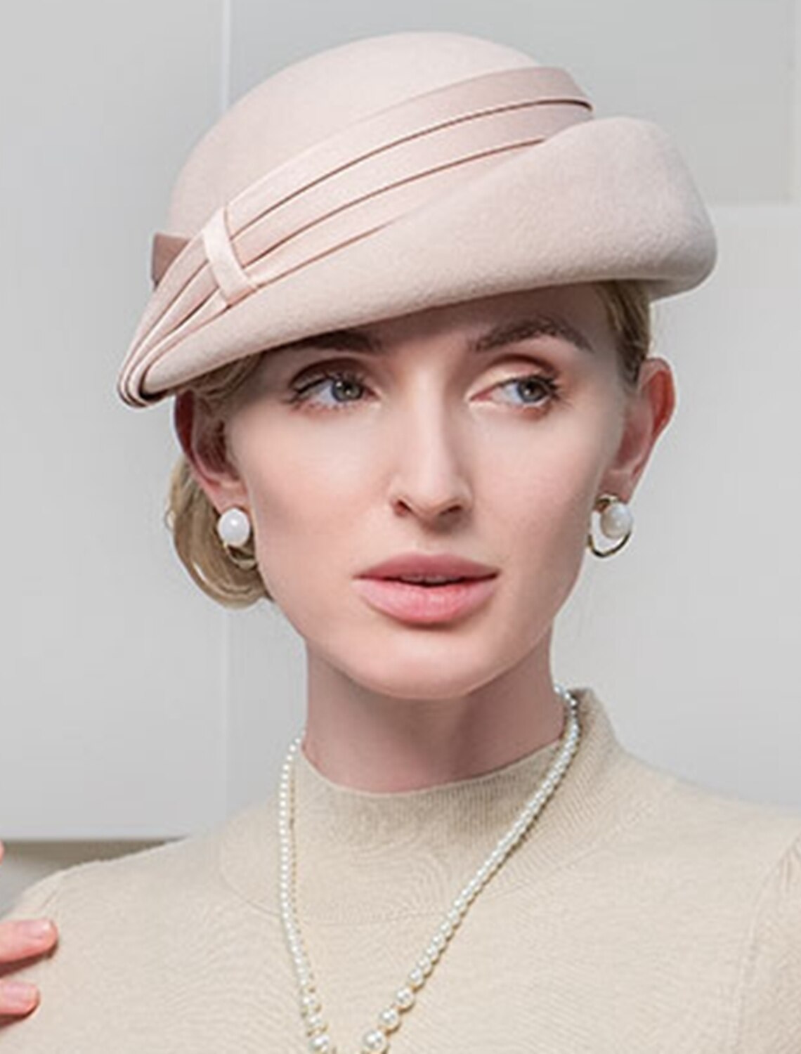 Wholesale Women's Wedding Hats Elegant Wool Bucket Hats with Satin Bowknot Fedora Vintage for Tea Party Ladies Day Headpiece Headwear